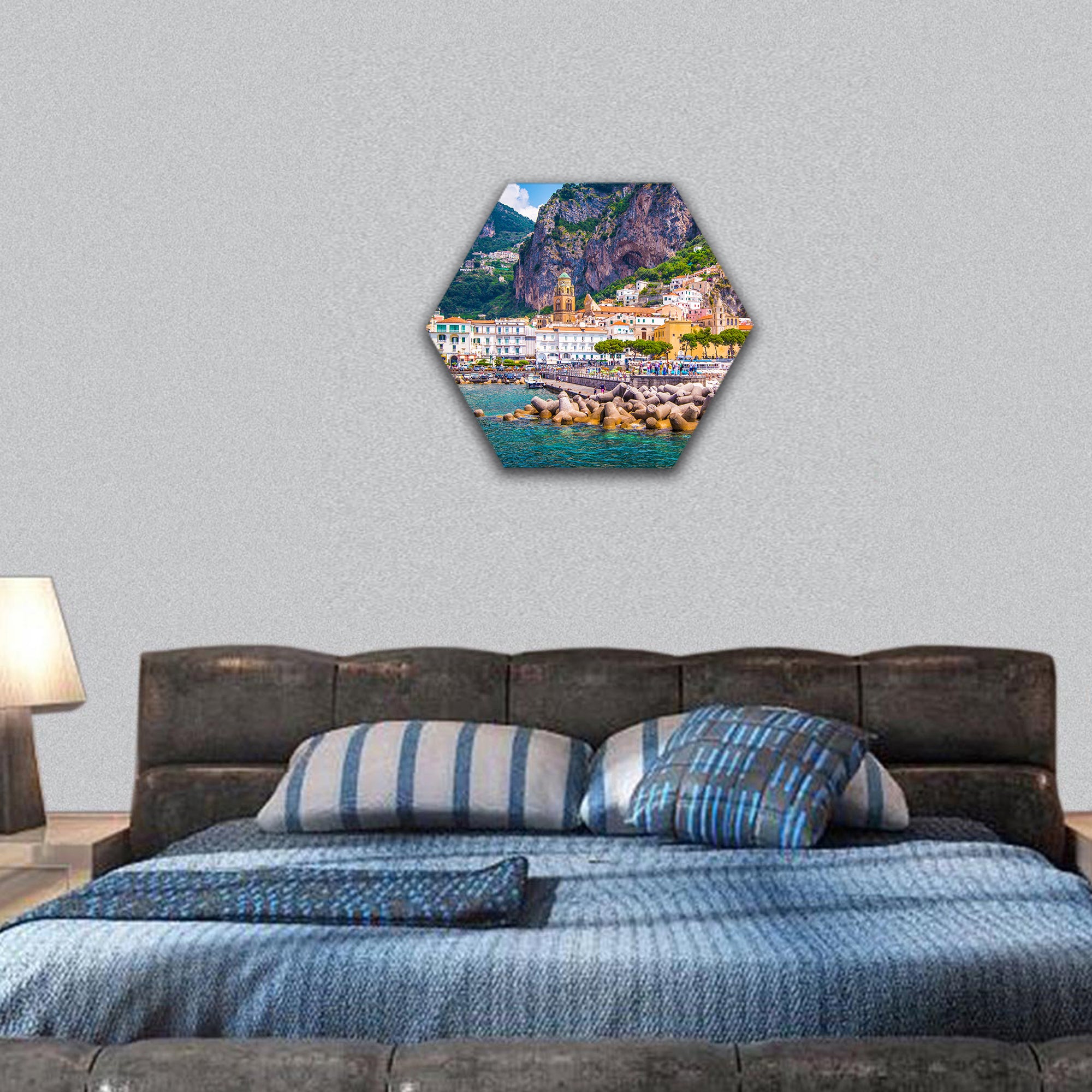 Amalfi Mediterranean coast Campania hexagonal canvas wall art