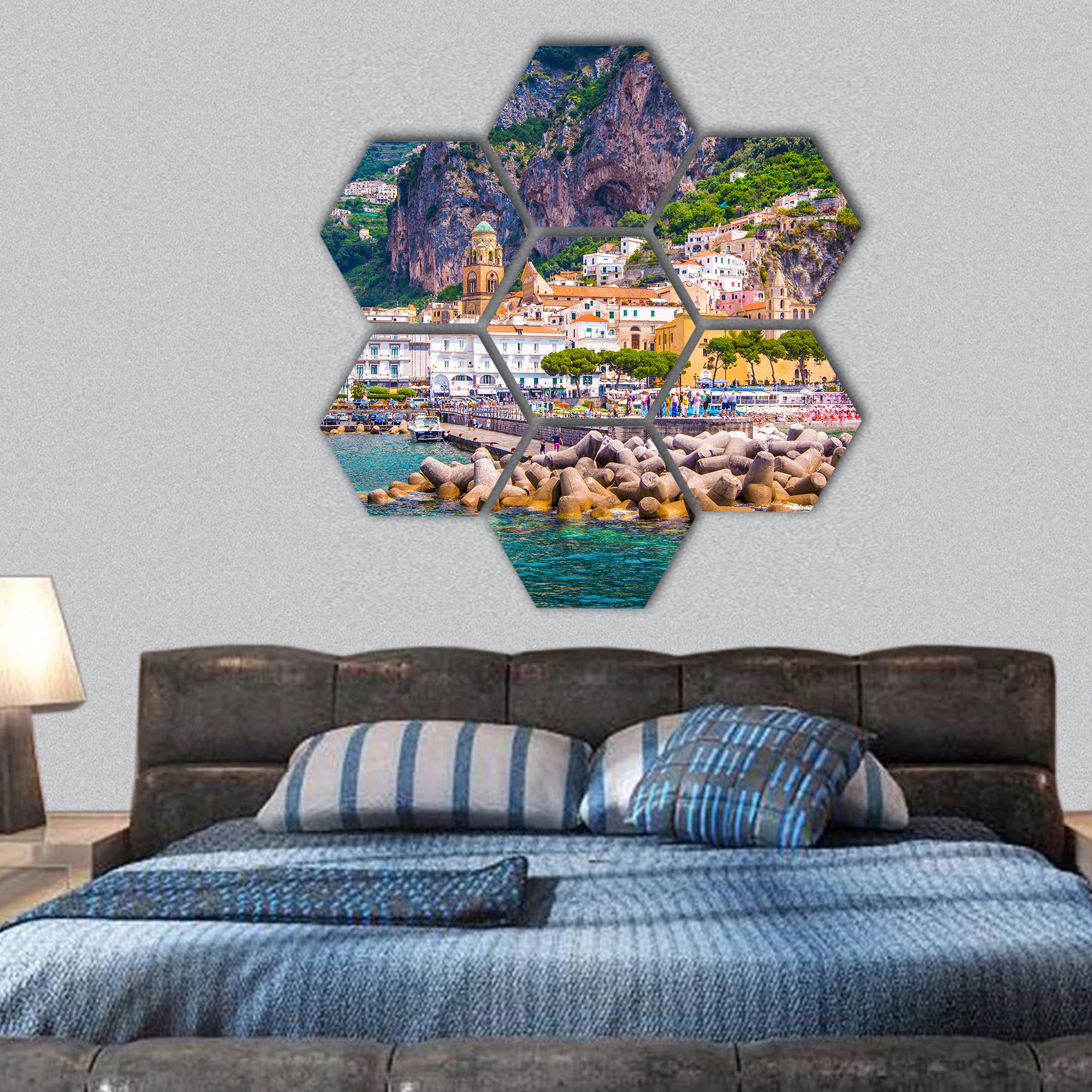 Amalfi Mediterranean coast Campania hexagonal canvas wall art