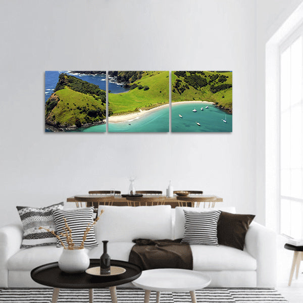 Waewaetorea Island - Aerial, Bay of Islands, New Zealand panoramic canvas wall art