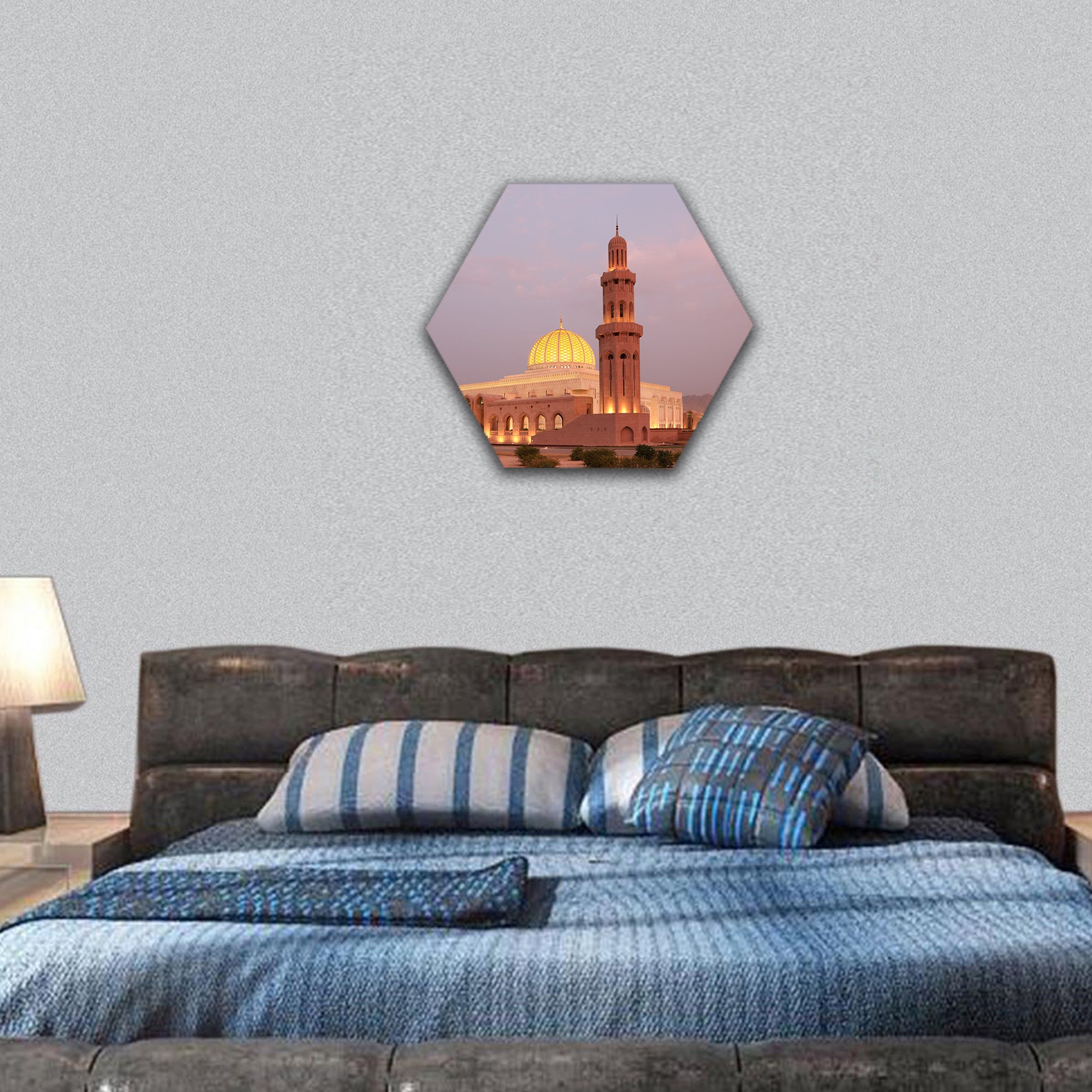 Sultan Qaboos Grand Mosque in Muscat, Oman hexagonal canvas wall art