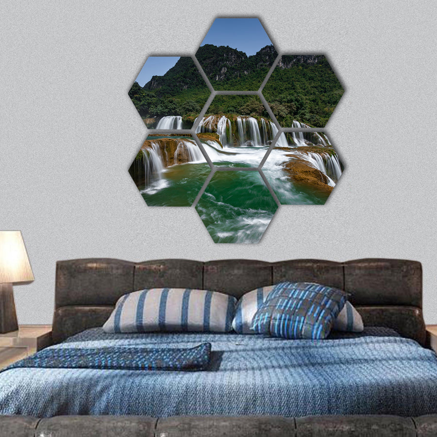 Detian waterfall hexagonal canvas wall art