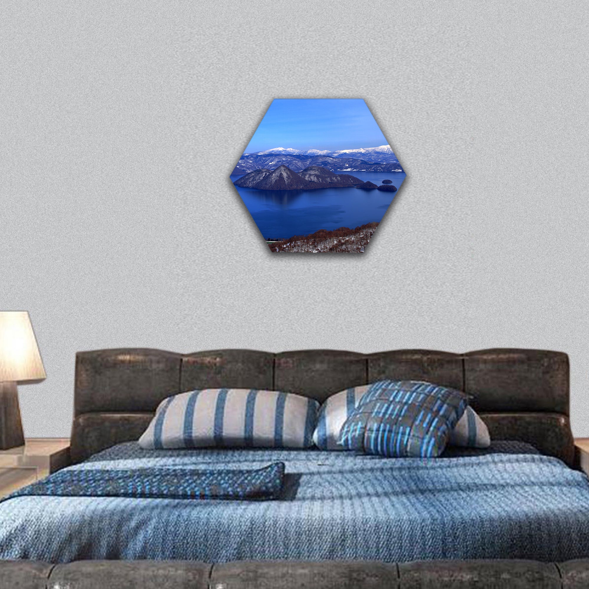 Scenery around Hokkaido lake Toya hexagonal canvas wall art