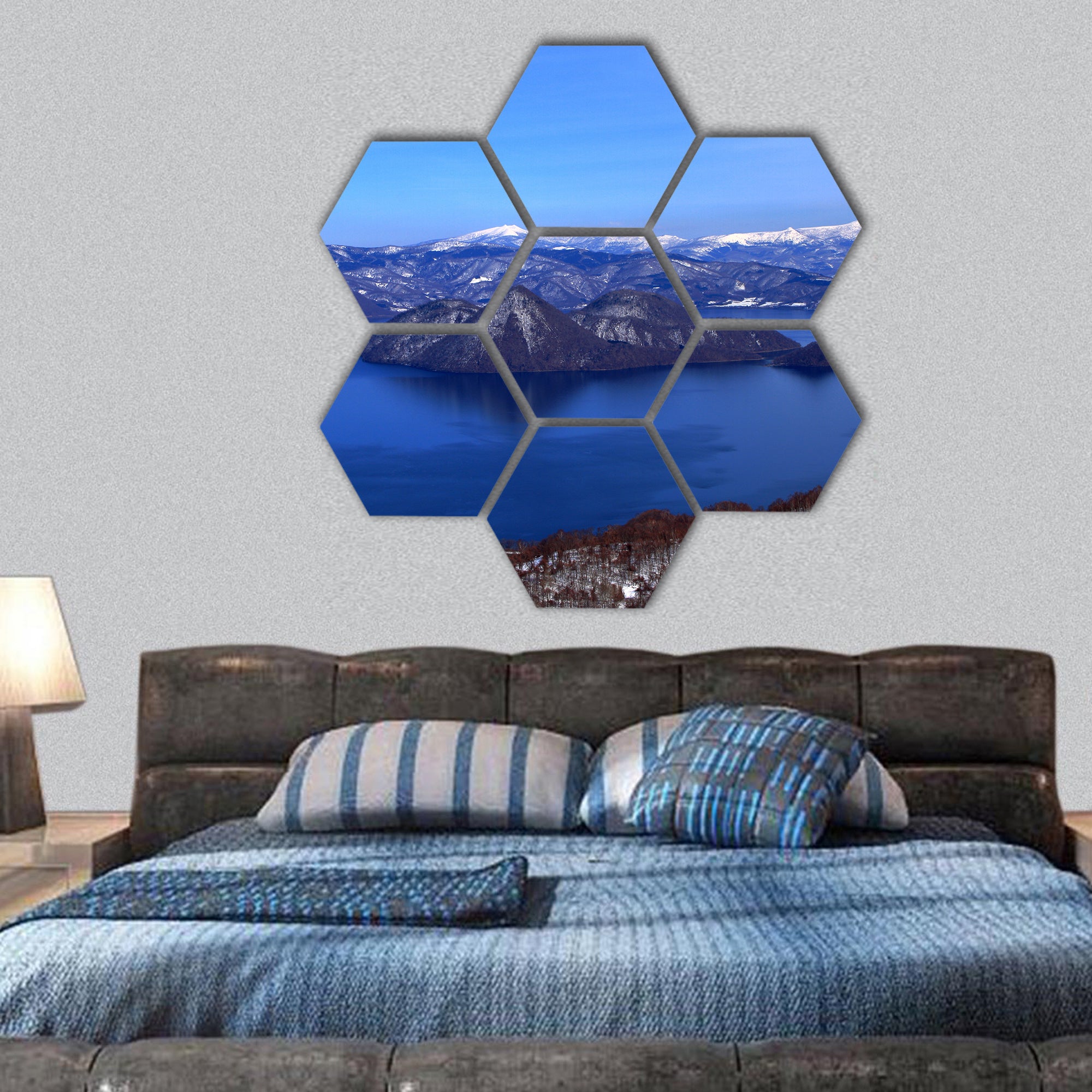 Scenery around Hokkaido lake Toya hexagonal canvas wall art