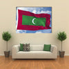 The Flag Of The Maldives Flying In The Blue Sky, Multi Panel Canvas Wall Art