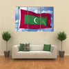 The Flag Of The Maldives Flying In The Blue Sky, Multi Panel Canvas Wall Art