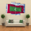 The Flag Of The Maldives Flying In The Blue Sky, Multi Panel Canvas Wall Art