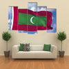 The Flag Of The Maldives Flying In The Blue Sky, Multi Panel Canvas Wall Art