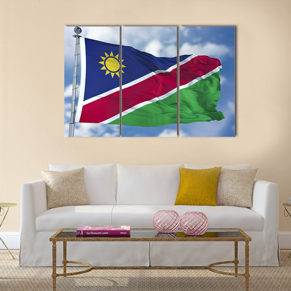 Namibia Flag in a Blue Sky Multi panel canvas wall art