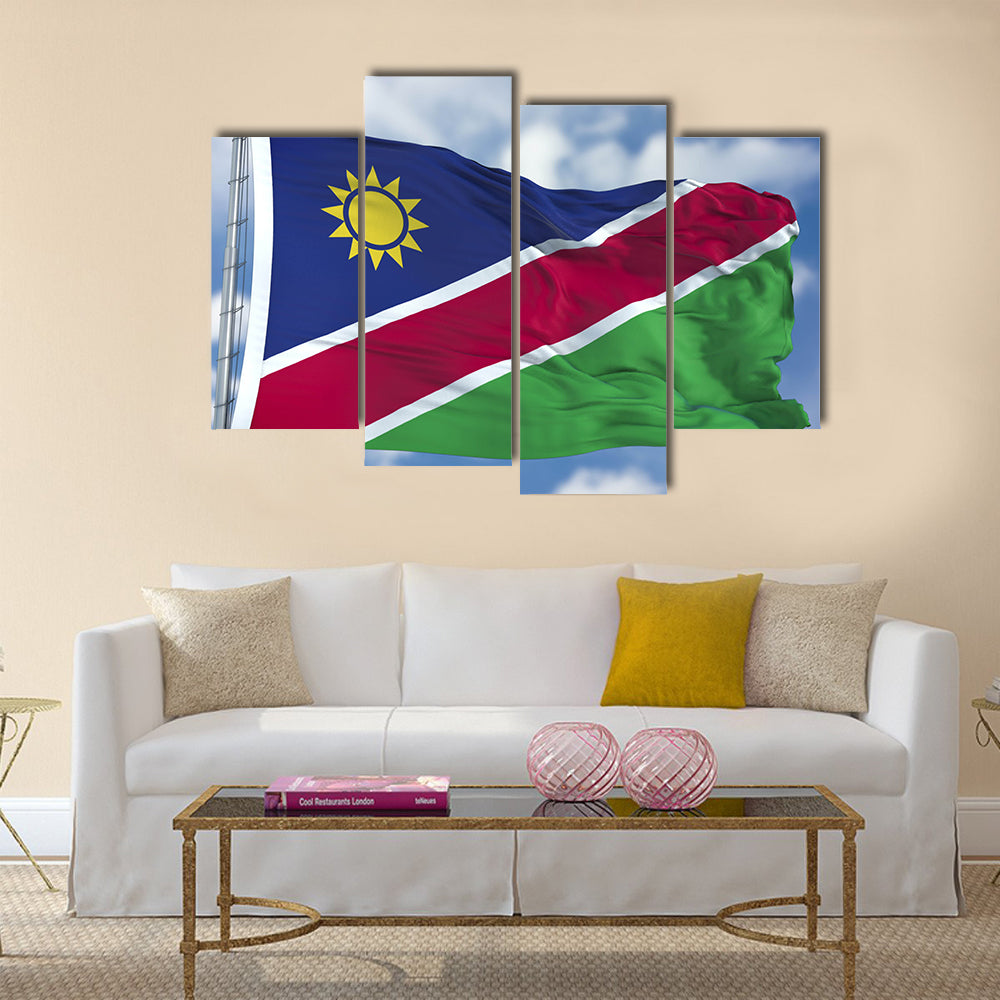 Namibia Flag in a Blue Sky Multi panel canvas wall art