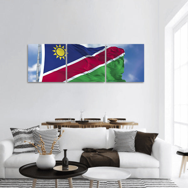 Namibia Flag in a Blue Sky Panoramic canvas Wall Art