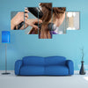 Professional Hairdresser Working with Client in Salon, Close-up Multi Panel Canvas Wall Art