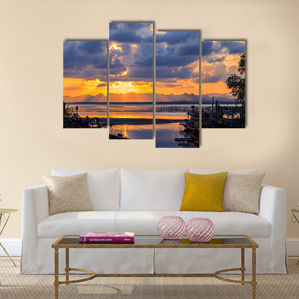 Fishermen village in Thailand multi panel canvas wall art