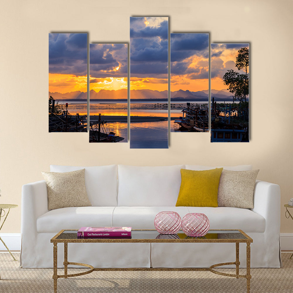 Fishermen village in Thailand multi panel canvas wall art