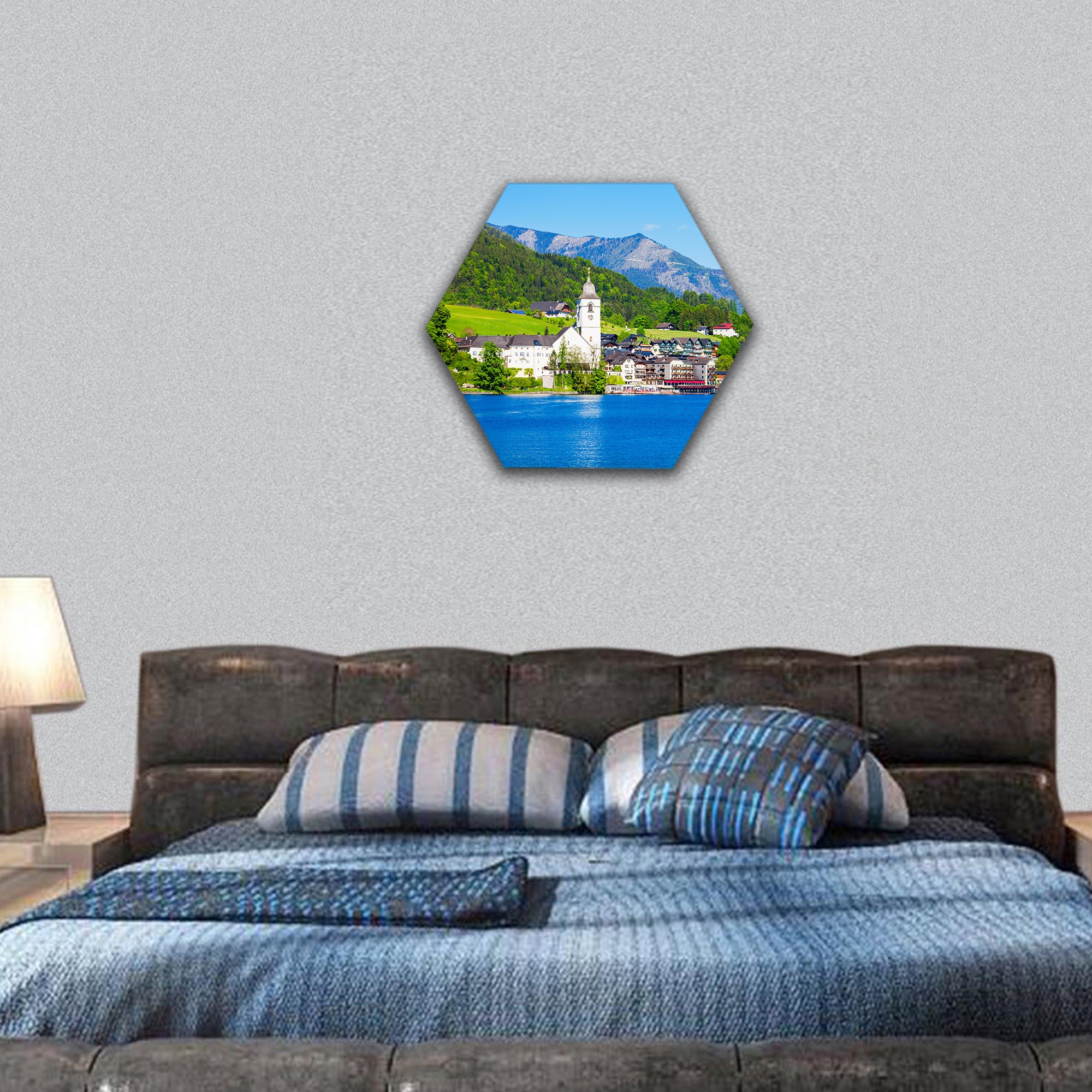 Wolfgang catholic church Austria hexagonal canvas wall art
