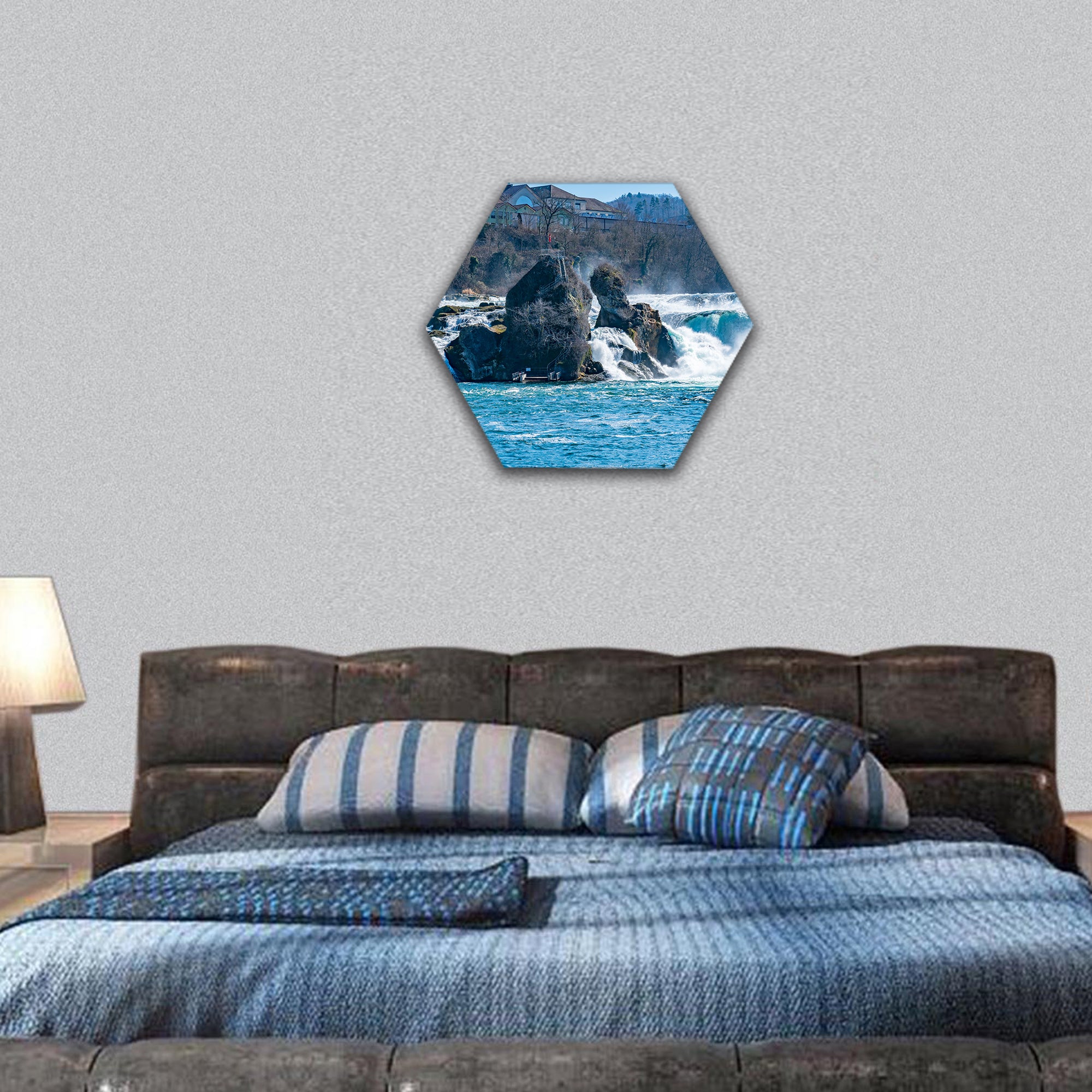 Rhine Falls in the Rhine River in Switzerland hexagonal canvas wall art