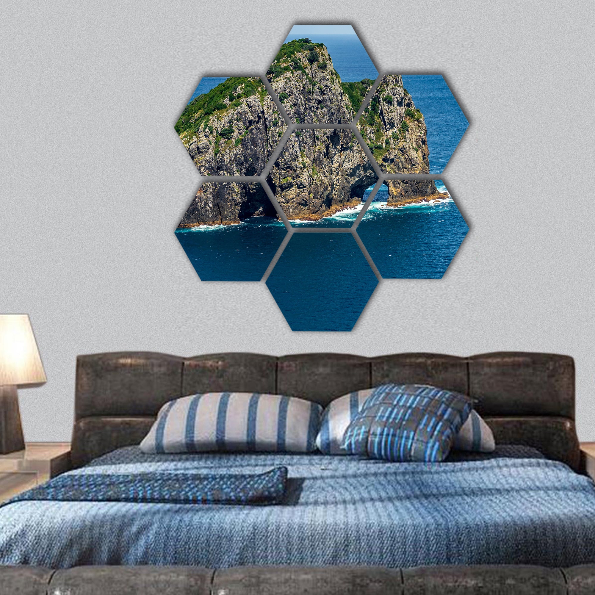 Motu Kōkako, New Zealand hexagonal canvas wall art