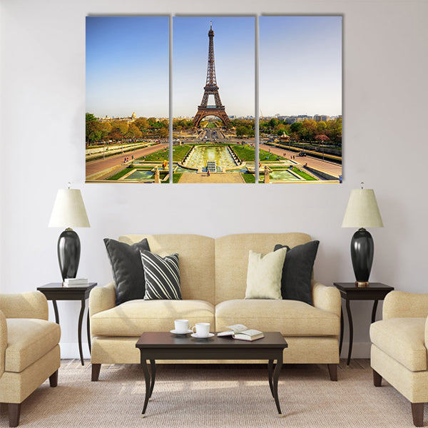Beautiful view of Eiffel tower Multi Panel Canvas Wall Art