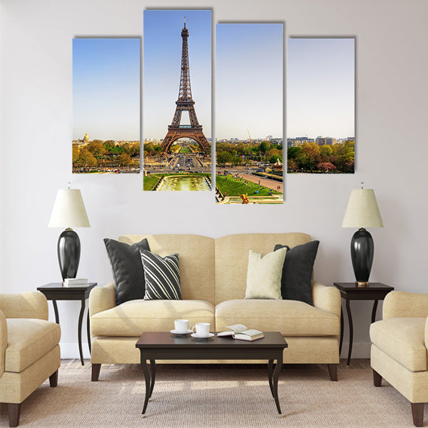 Beautiful view of Eiffel tower Multi Panel Canvas Wall Art
