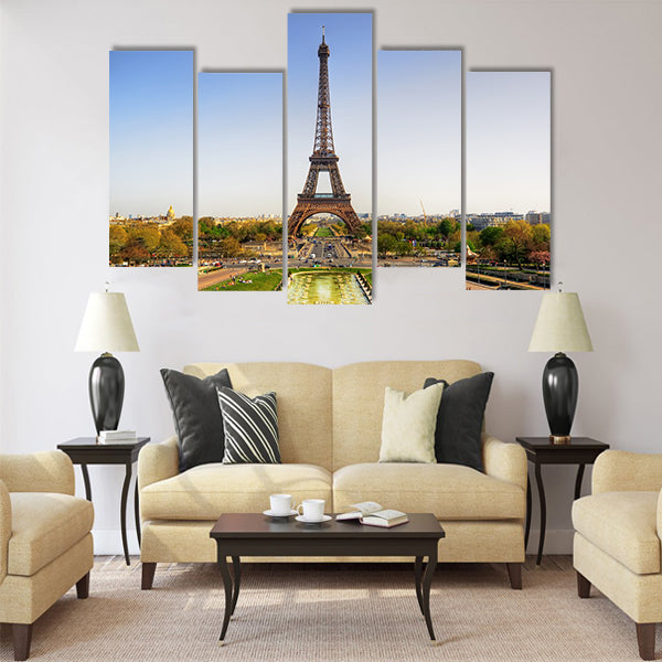 Beautiful view of Eiffel tower Multi Panel Canvas Wall Art