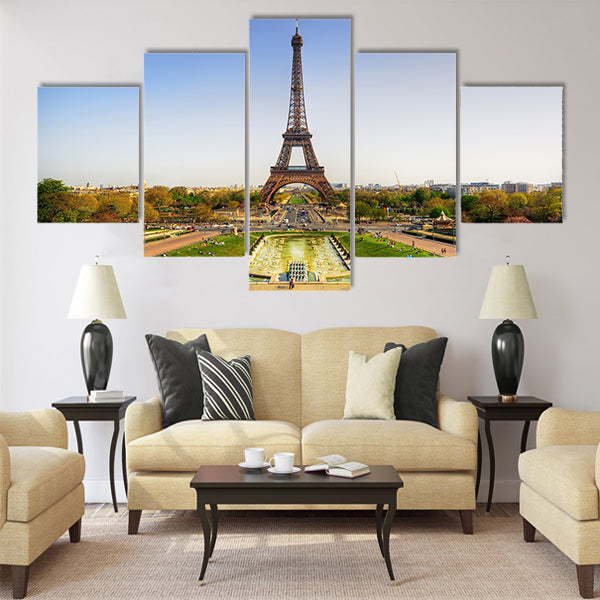 Beautiful view of Eiffel tower Multi Panel Canvas Wall Art