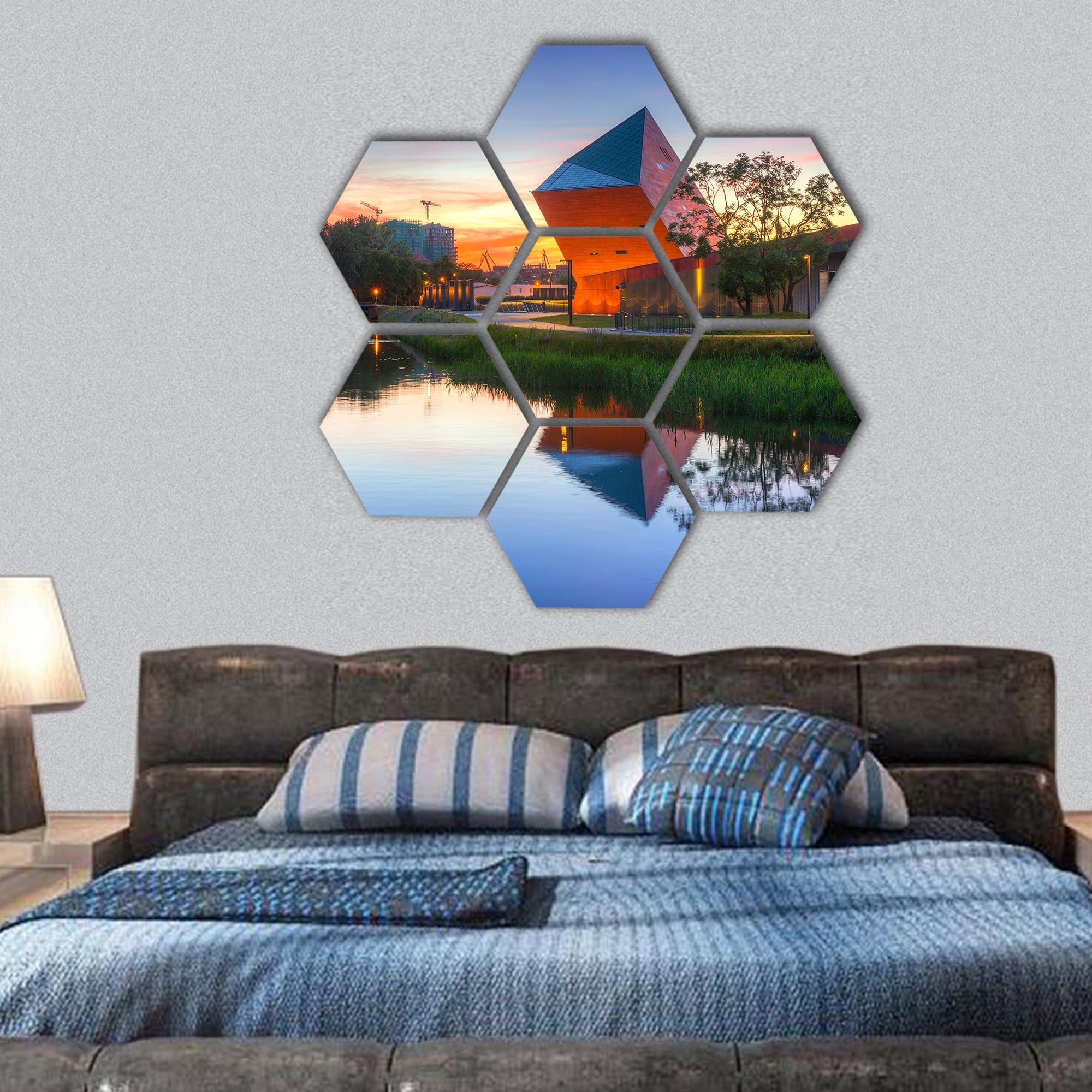 Museum of the Second World War in Gdansk hexagonal canvas wall art