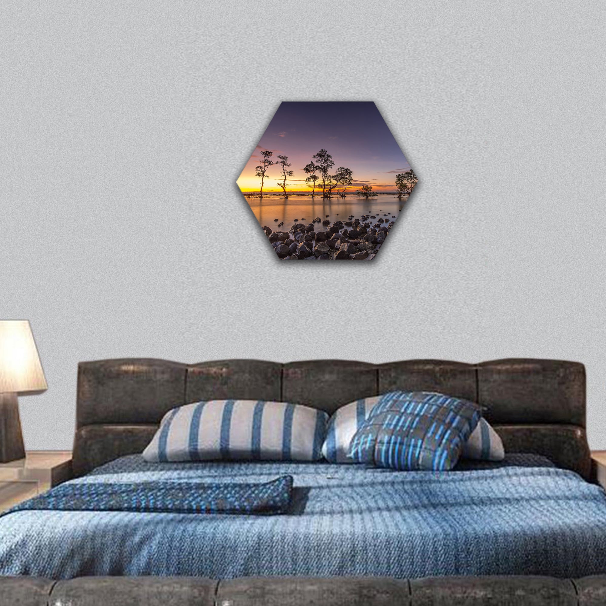 Laguna Beach hexagonal canvas wall art