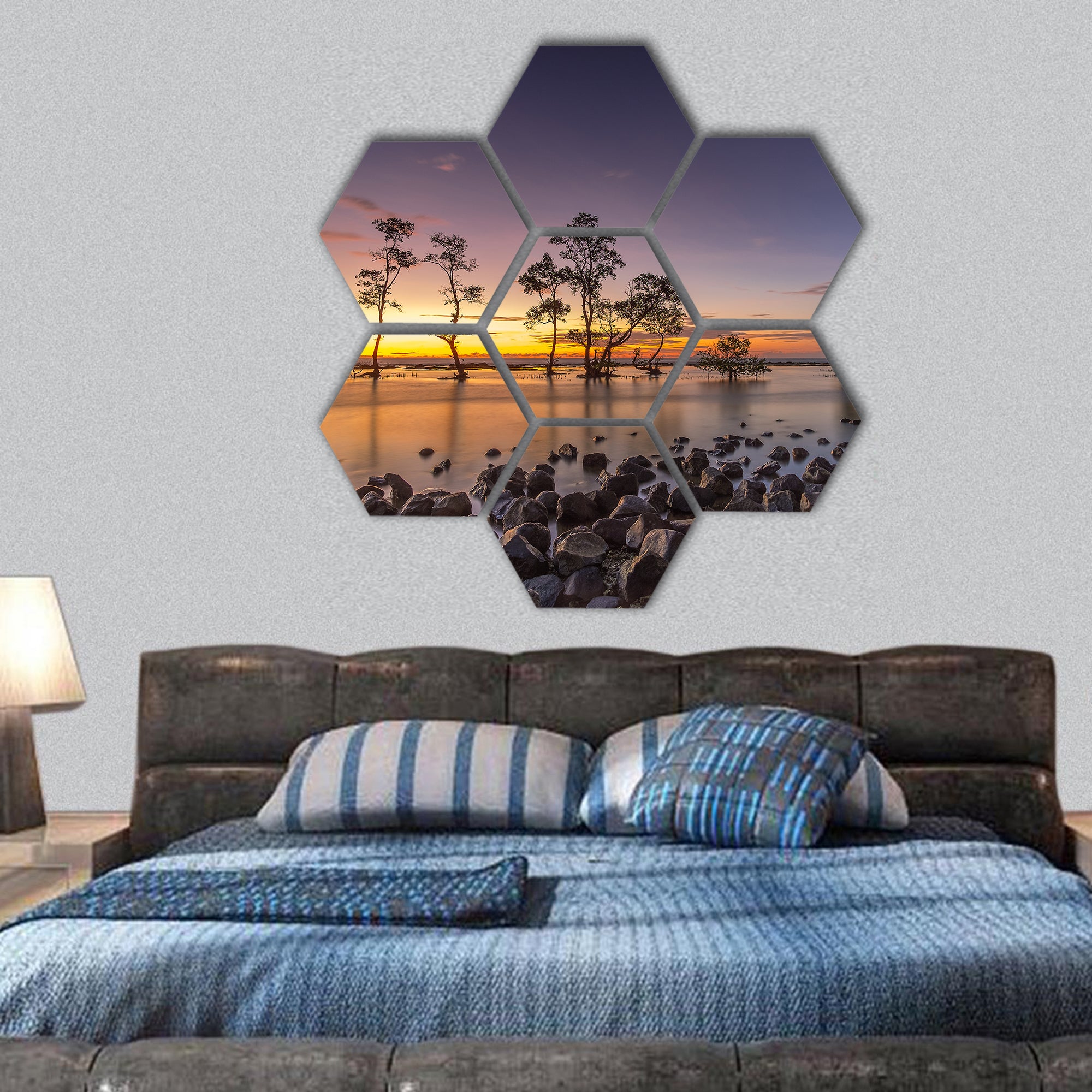 Laguna Beach hexagonal canvas wall art