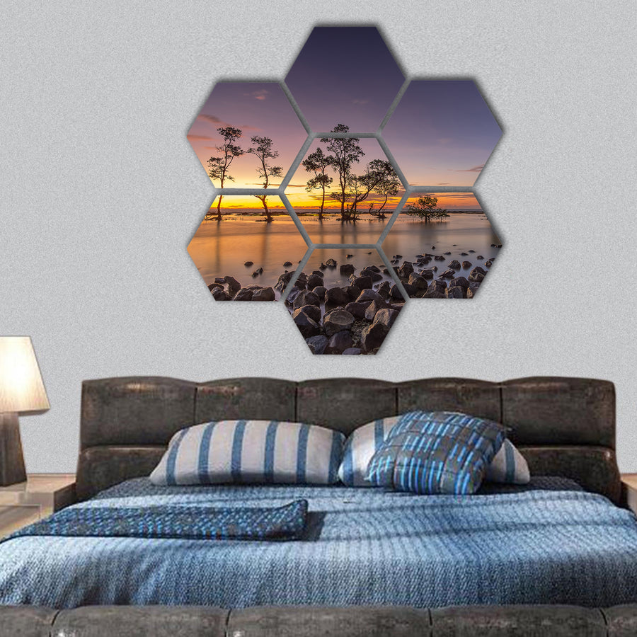 Laguna Beach hexagonal canvas wall art