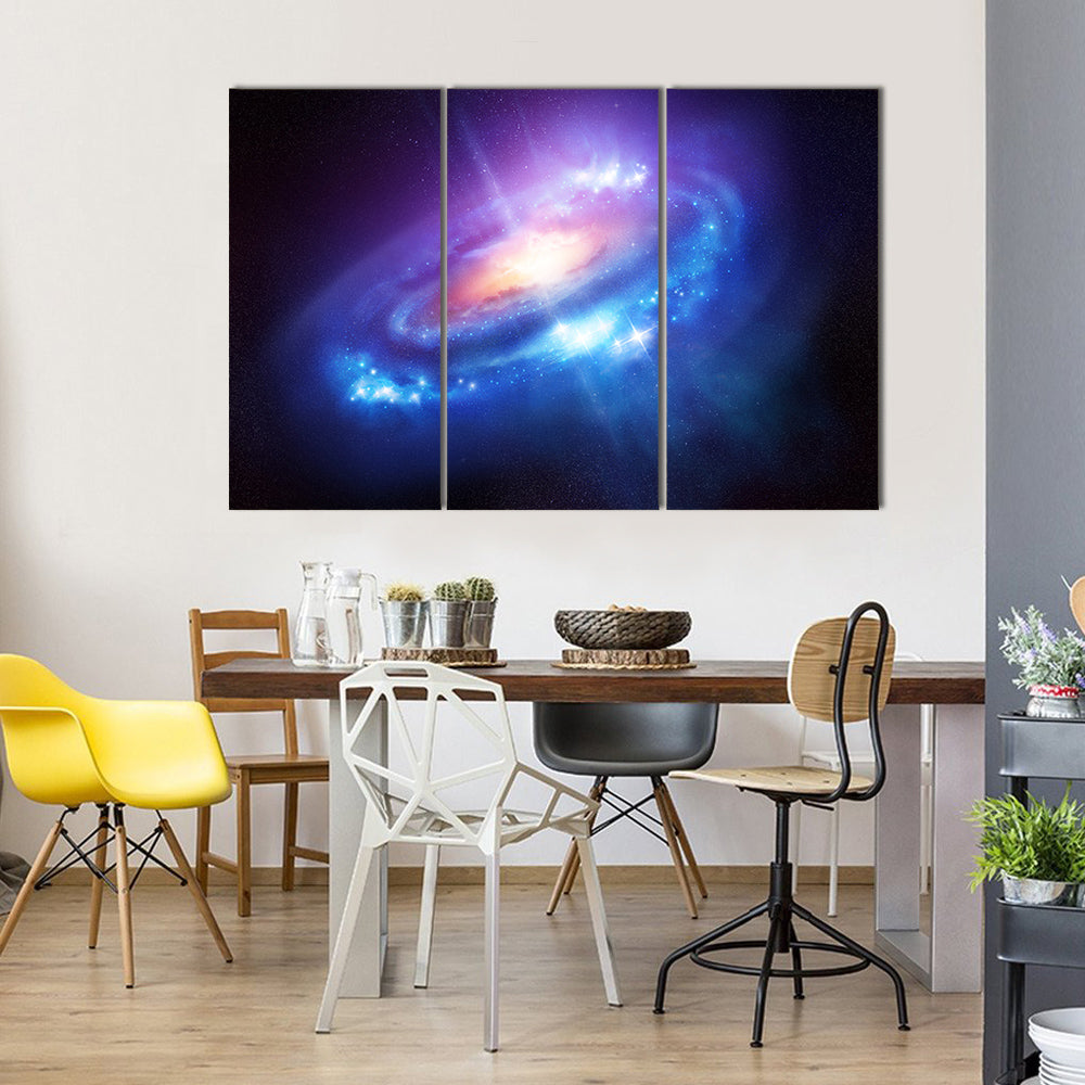 Black Hole In The Galaxy Surrounded With Stars Multi Panel Canvas Wall Art