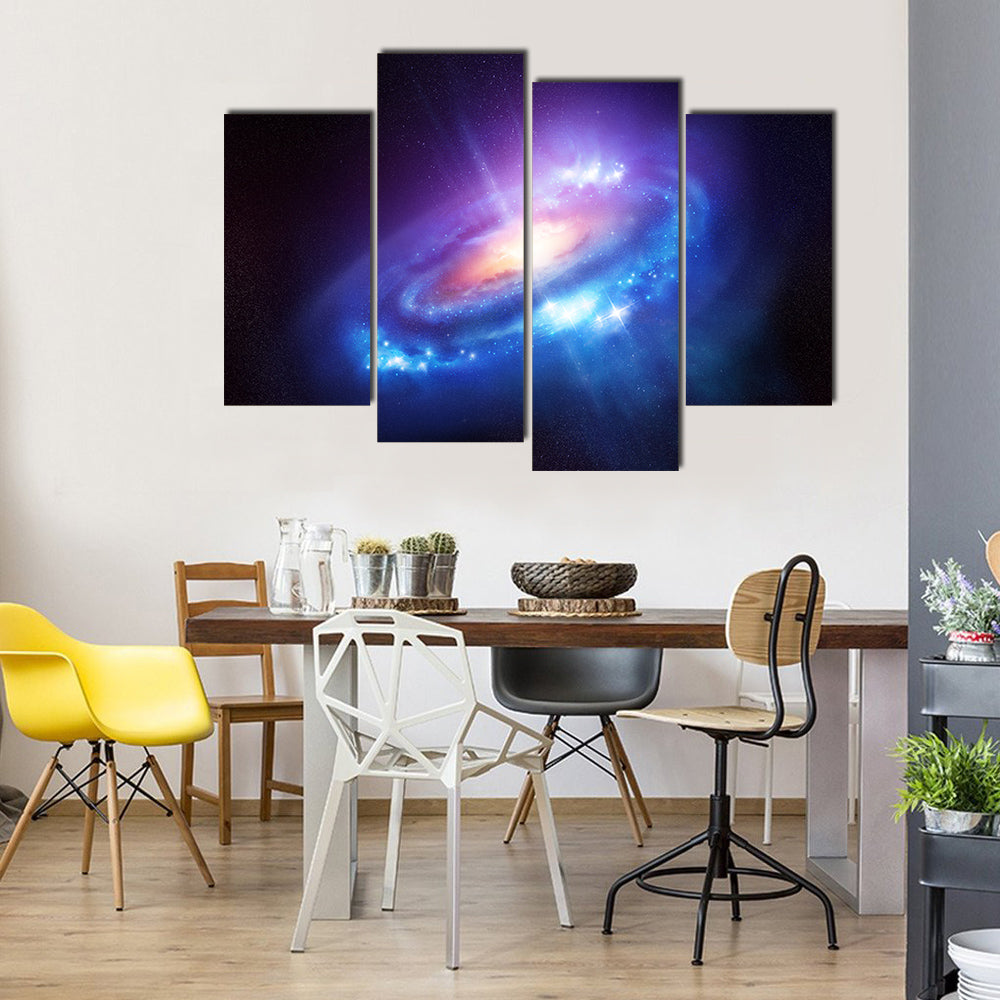 Black Hole In The Galaxy Surrounded With Stars Multi Panel Canvas Wall Art