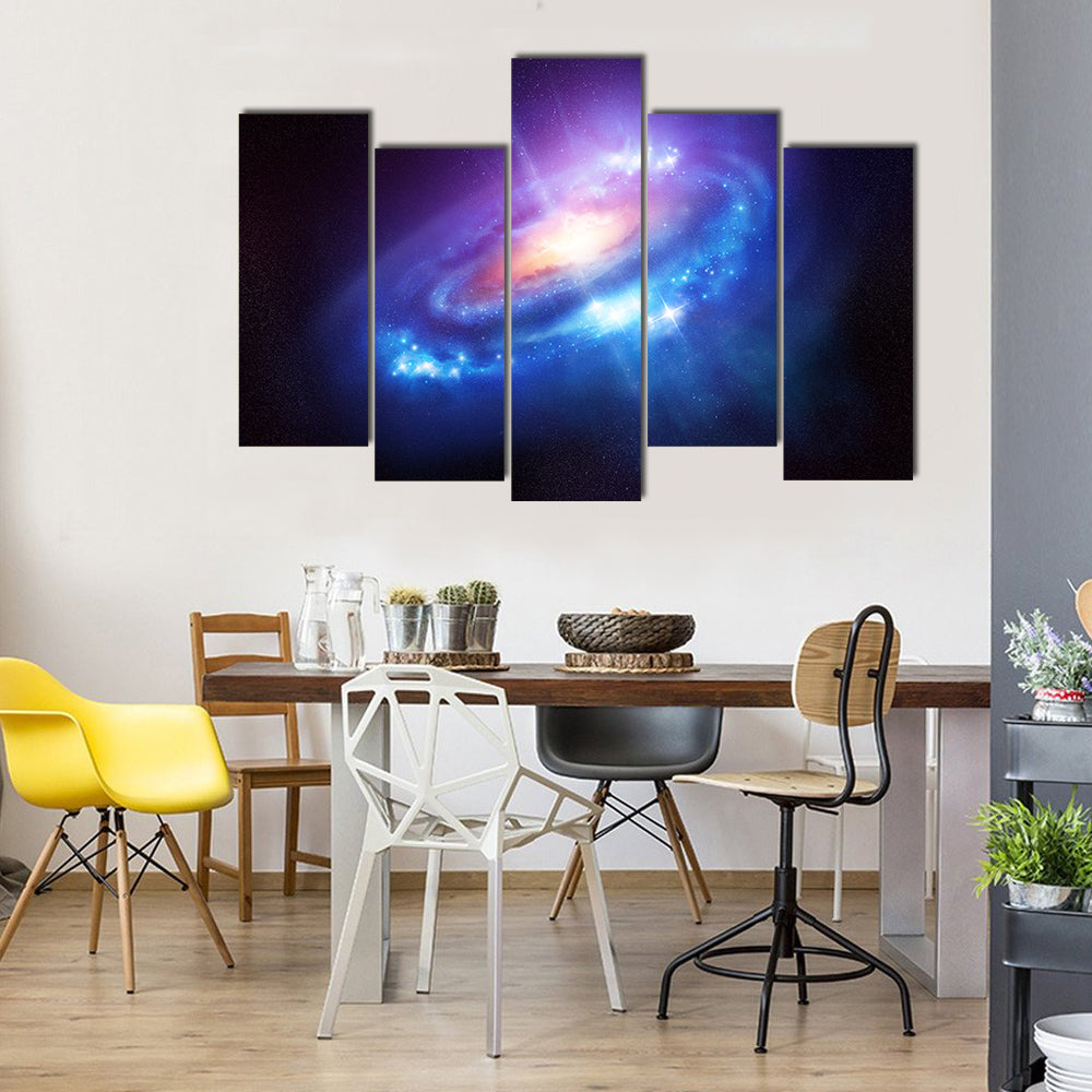 Black Hole In The Galaxy Surrounded With Stars Multi Panel Canvas Wall Art