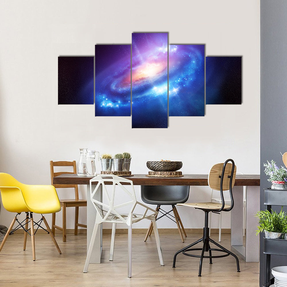 Black Hole In The Galaxy Surrounded With Stars Multi Panel Canvas Wall Art