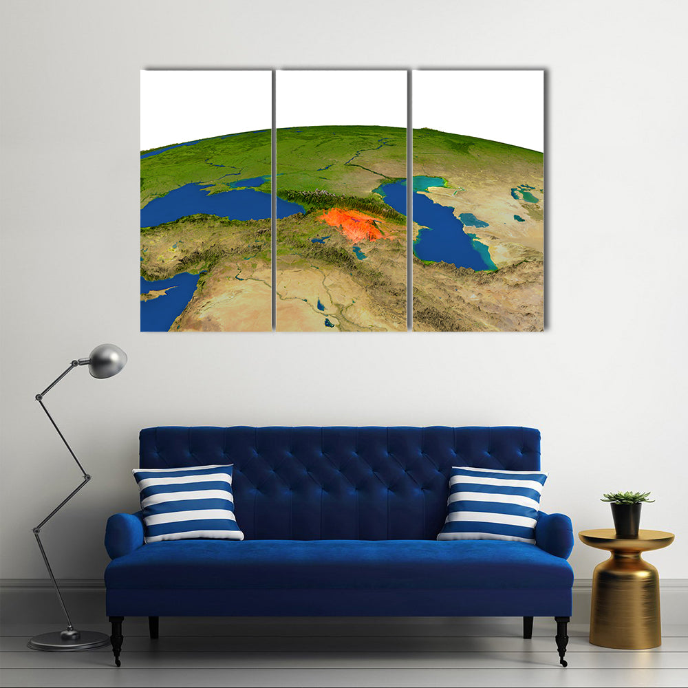 America Gets Spotted On The Earth From Outer Space Multi Panel Canvas Wall Art