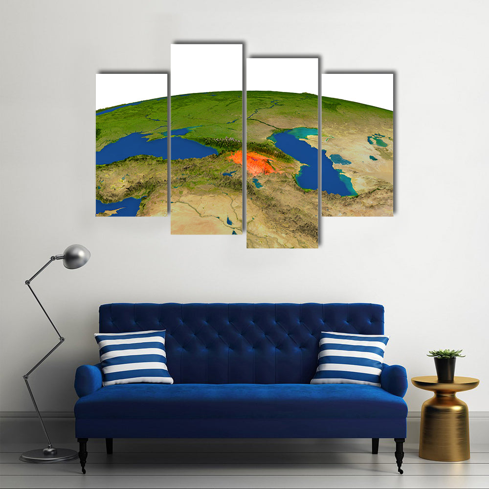 America Gets Spotted On The Earth From Outer Space Multi Panel Canvas Wall Art