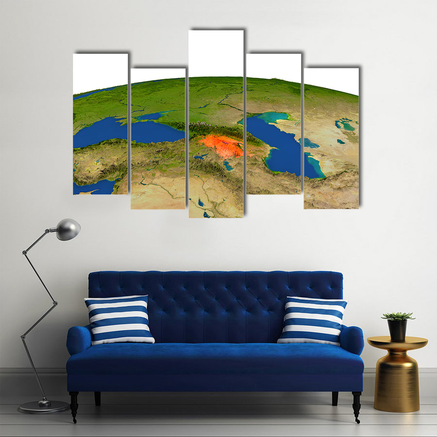 America Gets Spotted On The Earth From Outer Space Multi Panel Canvas Wall Art