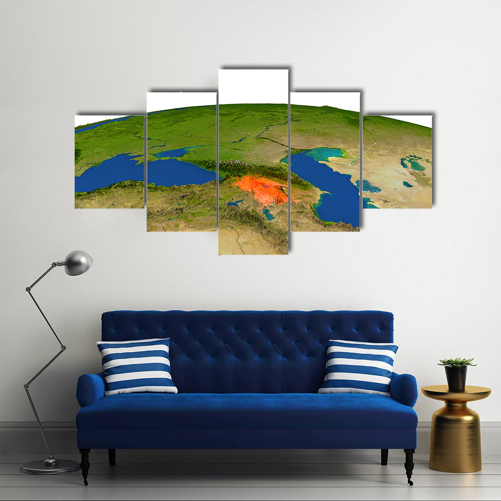 America Gets Spotted On The Earth From Outer Space Multi Panel Canvas Wall Art