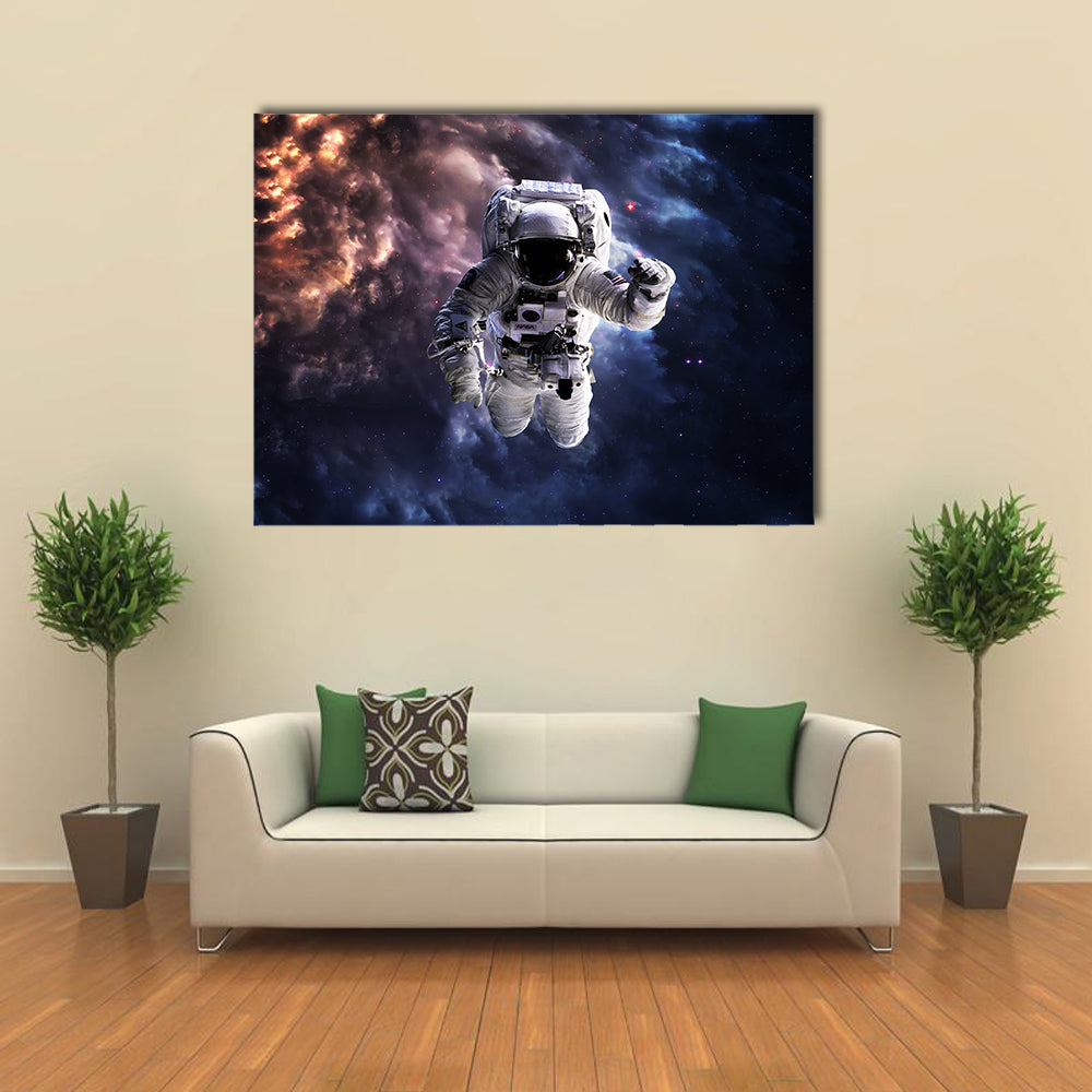Astronaut In Outer Space Multi Panel Canvas Wall Art