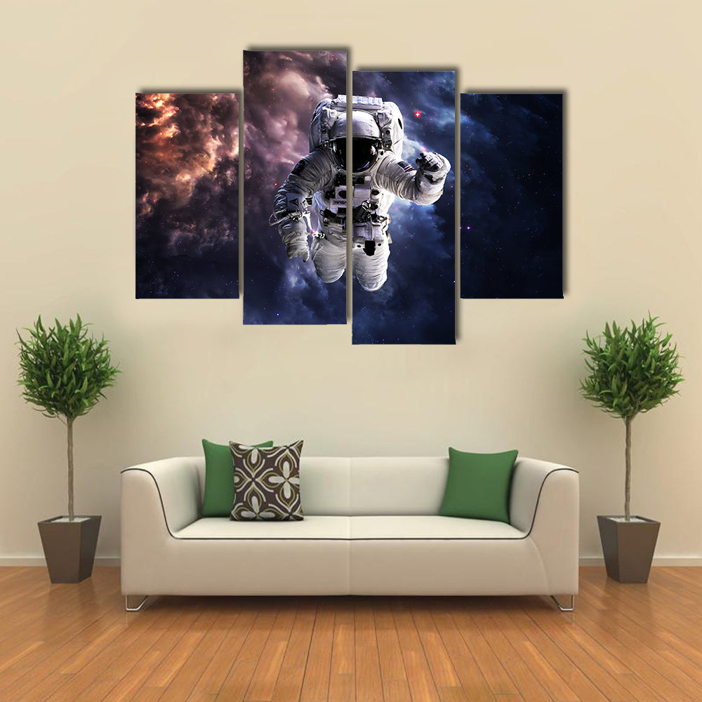 Astronaut In Outer Space Multi Panel Canvas Wall Art