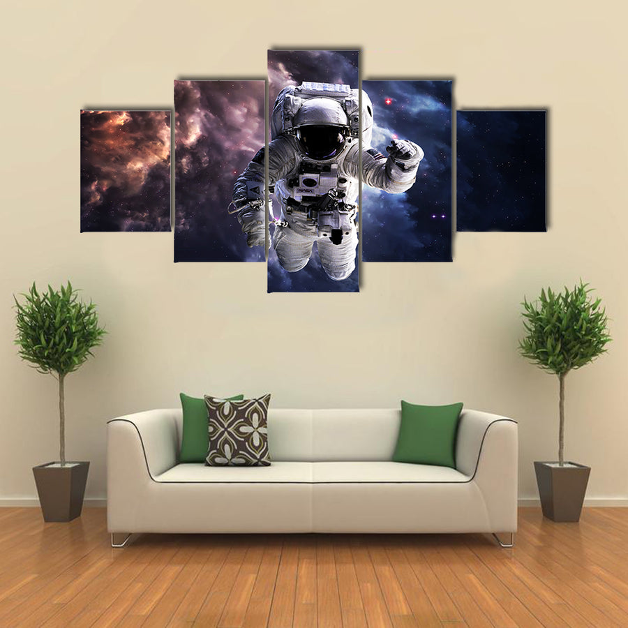 Astronaut In Outer Space Multi Panel Canvas Wall Art