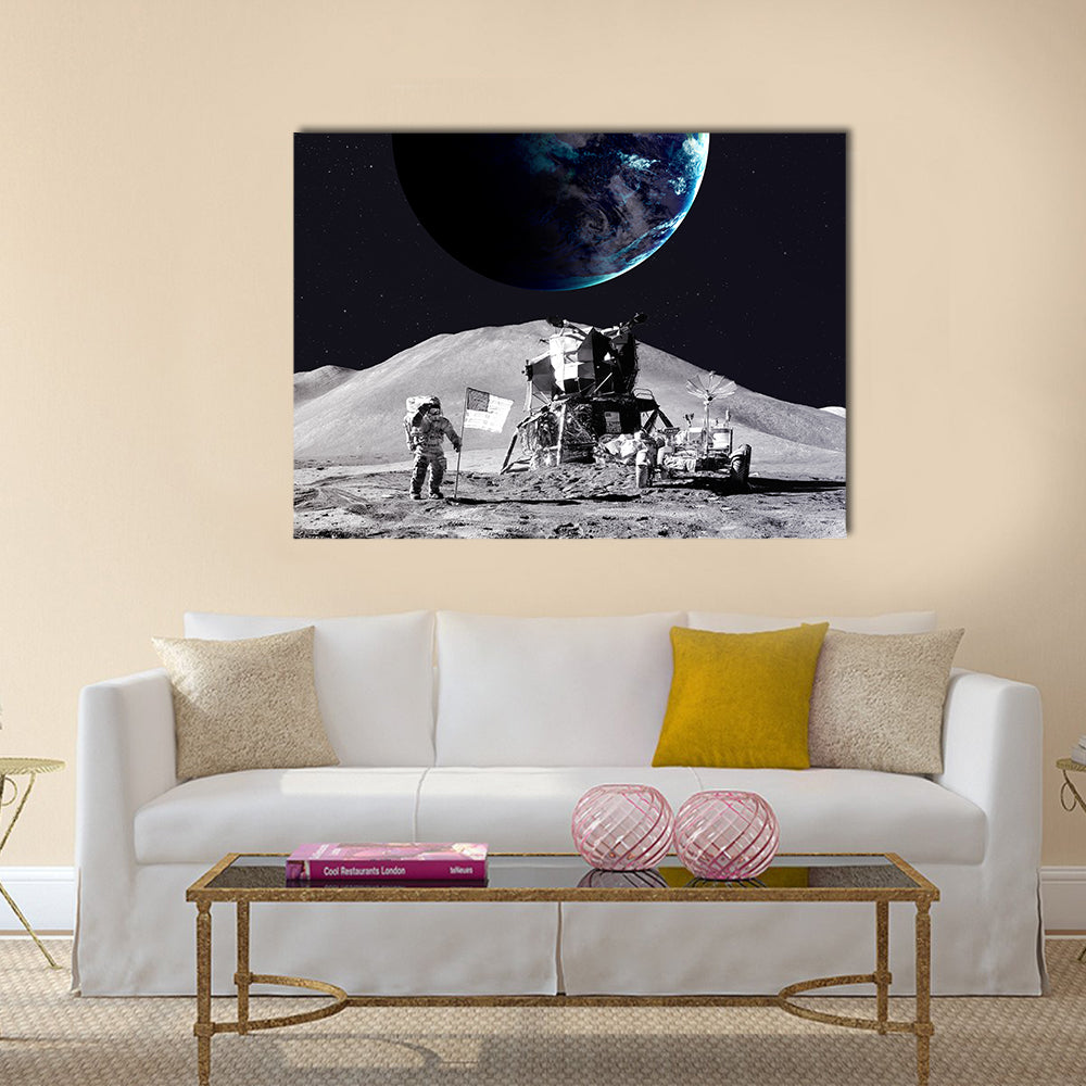The First Step On Moon Multi Panel Canvas Wall Art