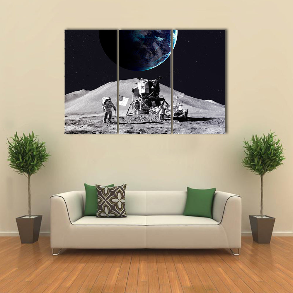 The First Step On Moon Multi Panel Canvas Wall Art