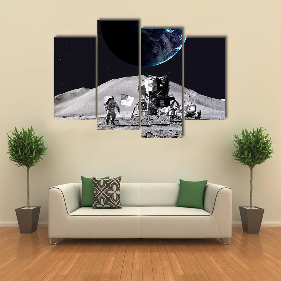 The First Step On Moon Multi Panel Canvas Wall Art