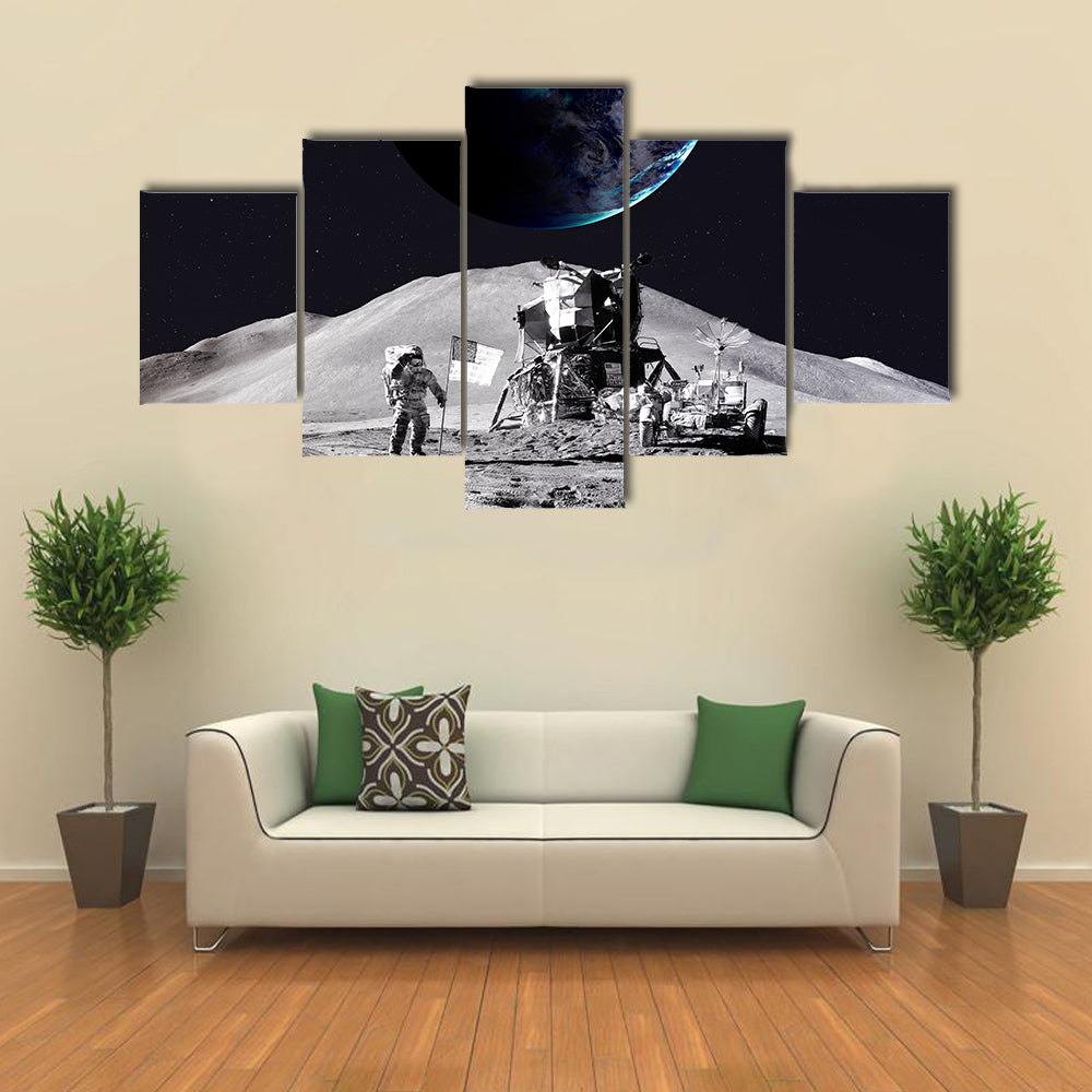 The First Step On Moon Multi Panel Canvas Wall Art