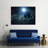 Cemetery Night In The Grave Yard Multi Panel Canvas Wall Art