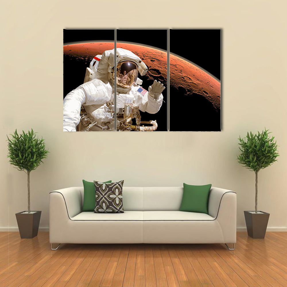 An Astronauts Trip To Planet Mars Multi Panel Canvas Wall Art