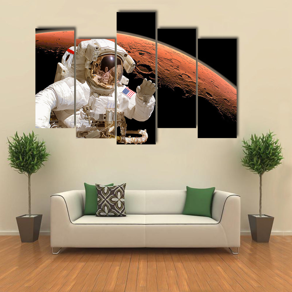 An Astronauts Trip To Planet Mars Multi Panel Canvas Wall Art