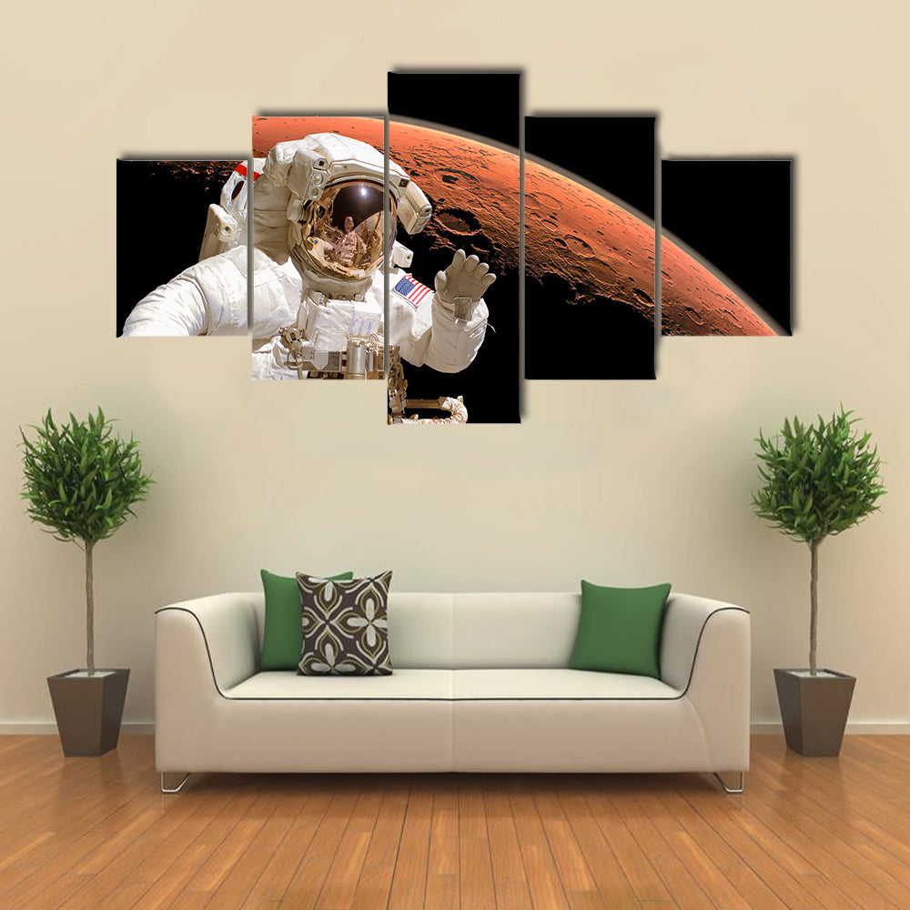 An Astronauts Trip To Planet Mars Multi Panel Canvas Wall Art