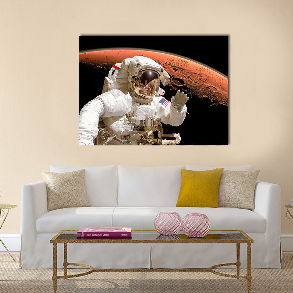An Astronauts Trip To Planet Mars Multi Panel Canvas Wall Art