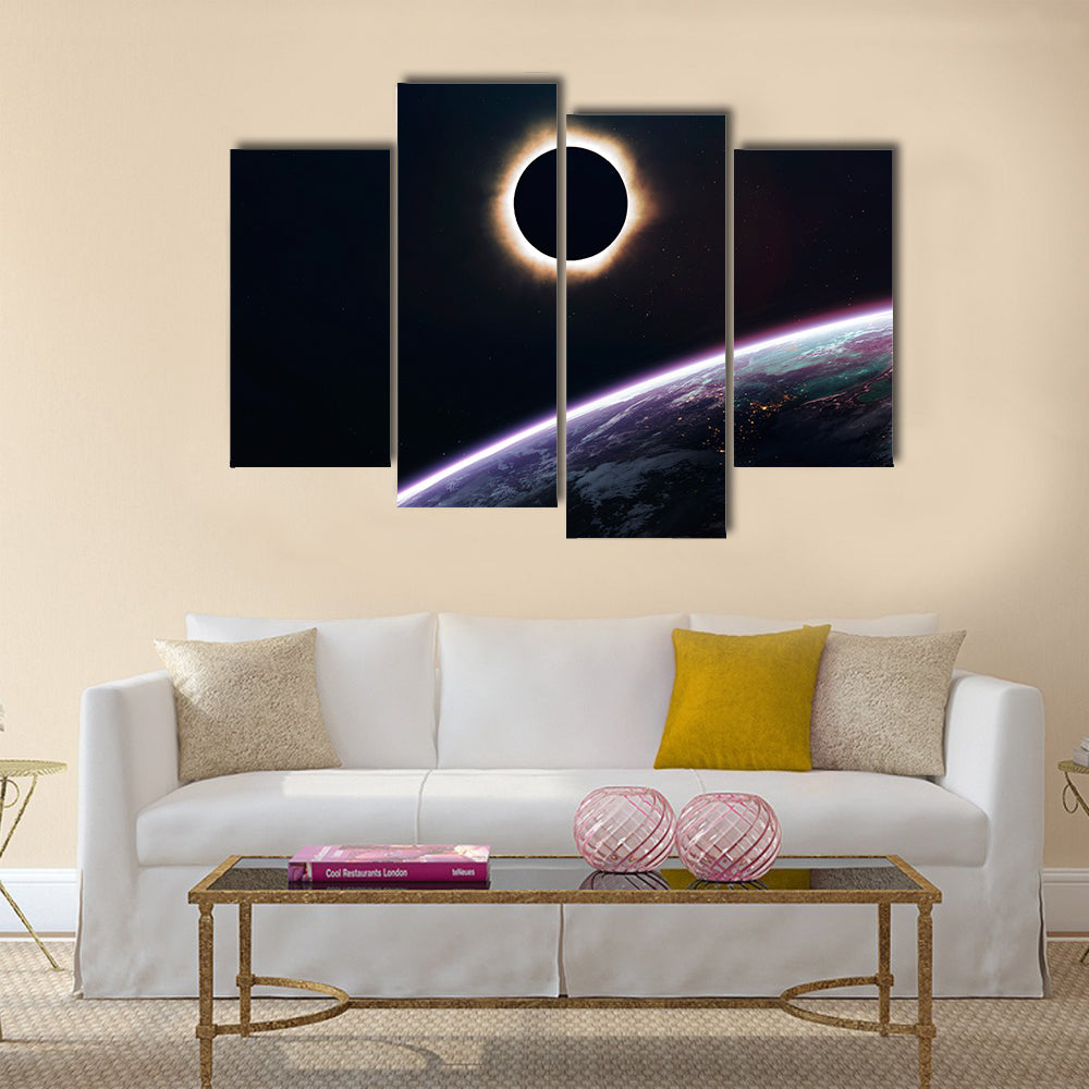 The Celestial Solar Eclipse From The Gloomy Space Multi Panel Canvas Wall Art