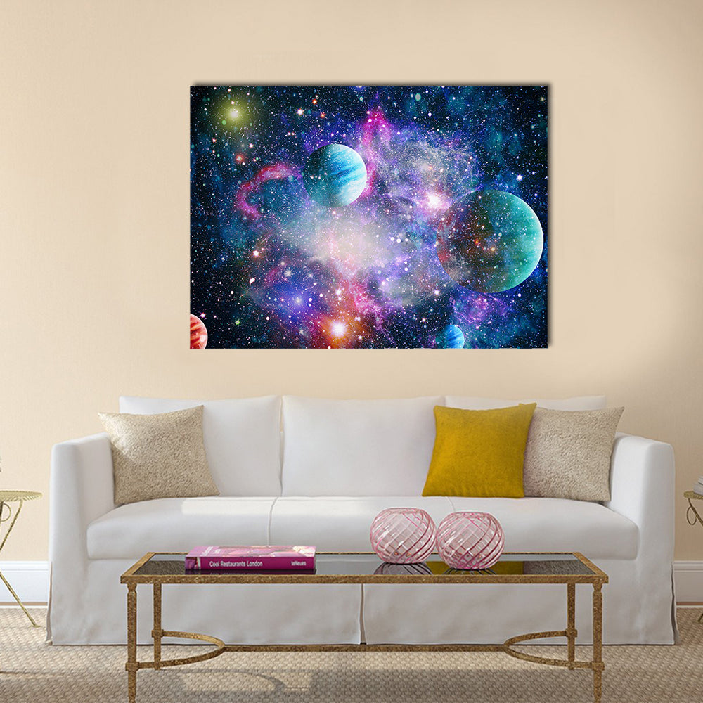 Planets In Their Orbits Multi Panel Canvas Wall Art